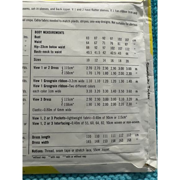 Simplicity 5489 Sewing pattern Aline dress flutter puff sleeve size 16 - Picture 5 of 5